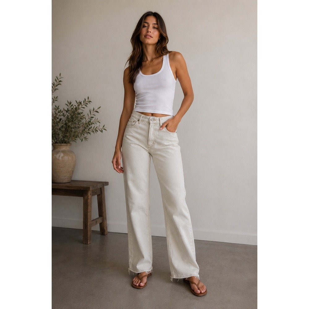 BDG Jean Womens 26 Cream Off White Neutral Cowboy Grunge Boho Denim